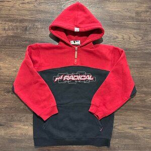 UNGAVA Radical Quarter Zip Hoodie - Red Black Y2K Fits Small
